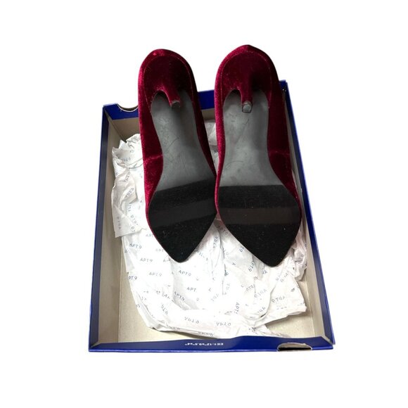 APT.9 Burgundy Velvet Pointed Toe Stiletto Heels Women's Size 9 Elegant Evening - Picture 5 of 8